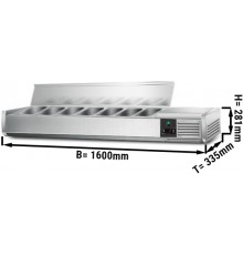 Настільна холодильна вітрина PREMIUM 1,6 m x 0,43 m - для 7x 1/4 GN GGM Gastro