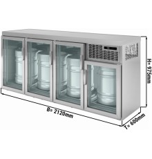 Охолоджувач бочок для пива - 2,1 x 0,6 m - з 4 скляних дверей GGM Gastro