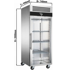 Пекарська морозильна шафа PREMIUM - 0,74 x 0,97 m - 1 скляні двері, З направляючими та рішітками GGM Gastro