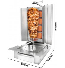 Газовий гриль для гірос/дьонер-кебаба - 4 пальники - макс. 60 кг - вкл. 2 захисні пластини та 2 дверей