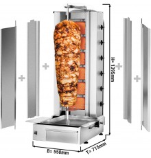 Газовий гриль для гірос/дьонер-кебаба - 6 пальники - макс. 100 кг - вкл. 2 захисні пластини та 2 дверей