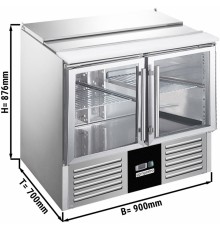 Саладетта / Холодильний стіл PREMIUM - 0,9 x 0,7 m - 2 скляних дверей GGM Gastro