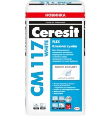 CERESIT CM 117 WHITE FLEX Клеюча суміш для облицювання поверхонь мозаїкою, мармуром та плитами зі світлих порід природного каменю всередині та зовні будівель