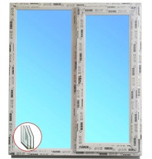 Металопластикове вікно Rehau Euro Design 60 подвійне стулка двокамерне 32 мм